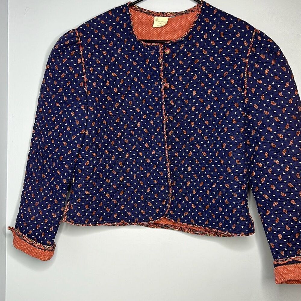 Vera Bradley Blue Paisley Quilted Coat Vintage Indiana Medium